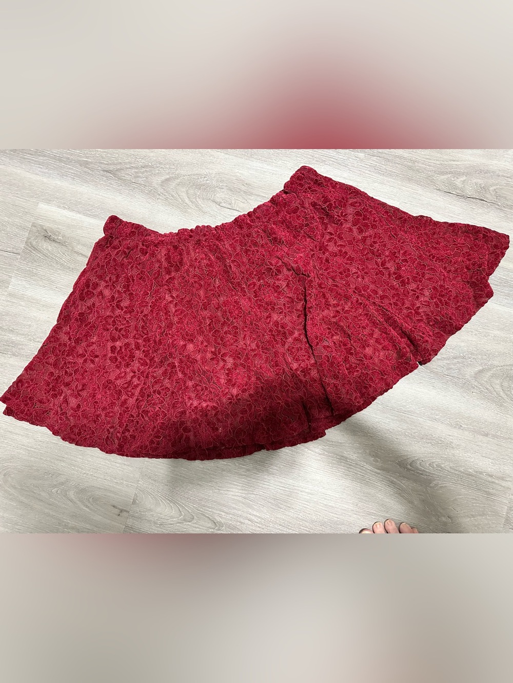 aerie Burgundy Velvet Floral Lace Circle Skirt Large